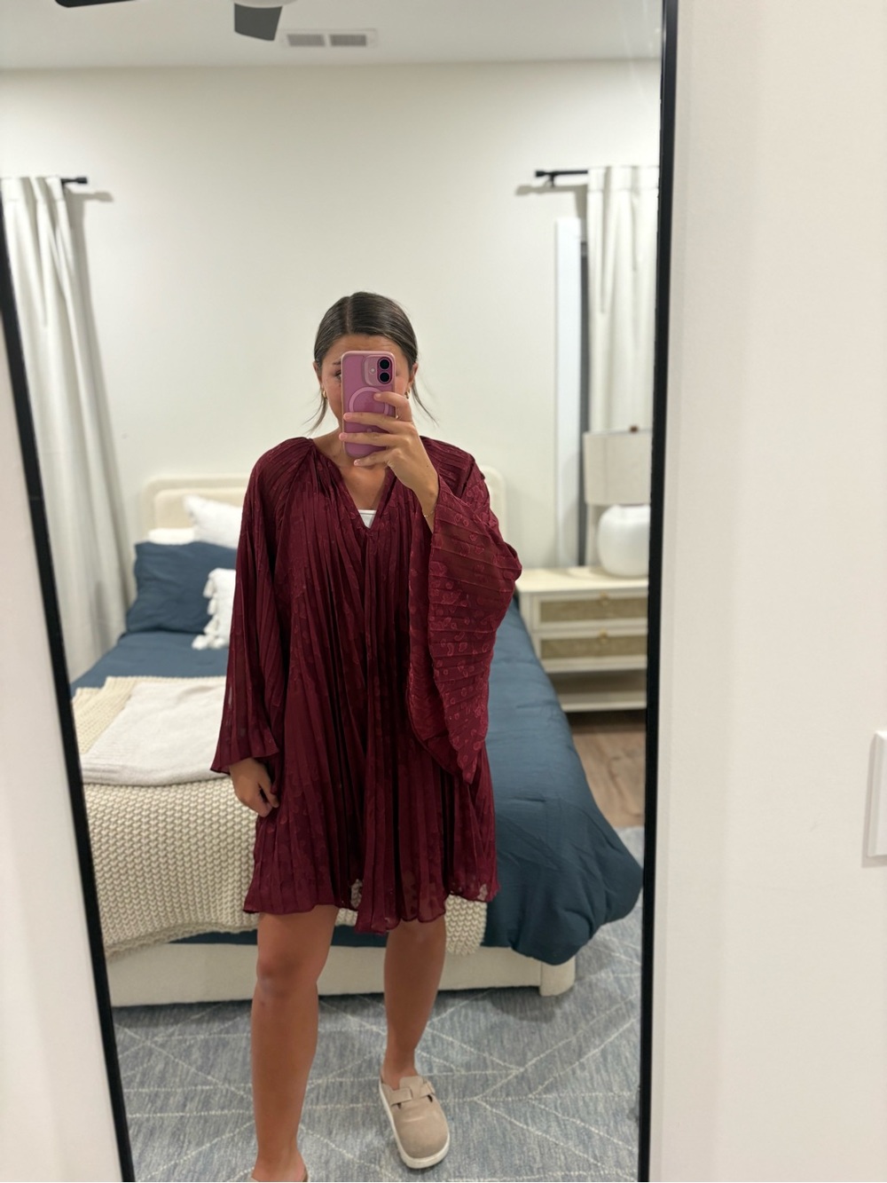 Anthropologie Toulon Pleated Mini Dress Red Size Medium